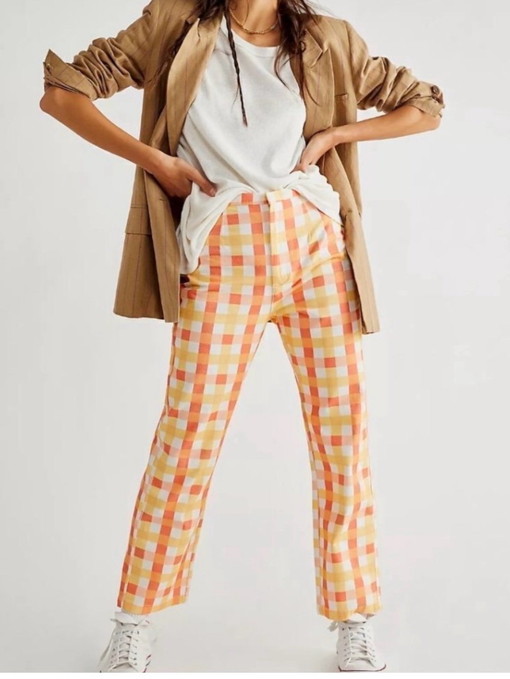 Free People “She’s All That” plaid pants